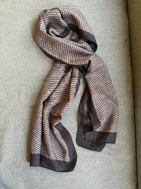 VTG Agatha Paris Scarf 50% Silk 50% Cashmere Lovely Dog Logo Scottie Print 12x54